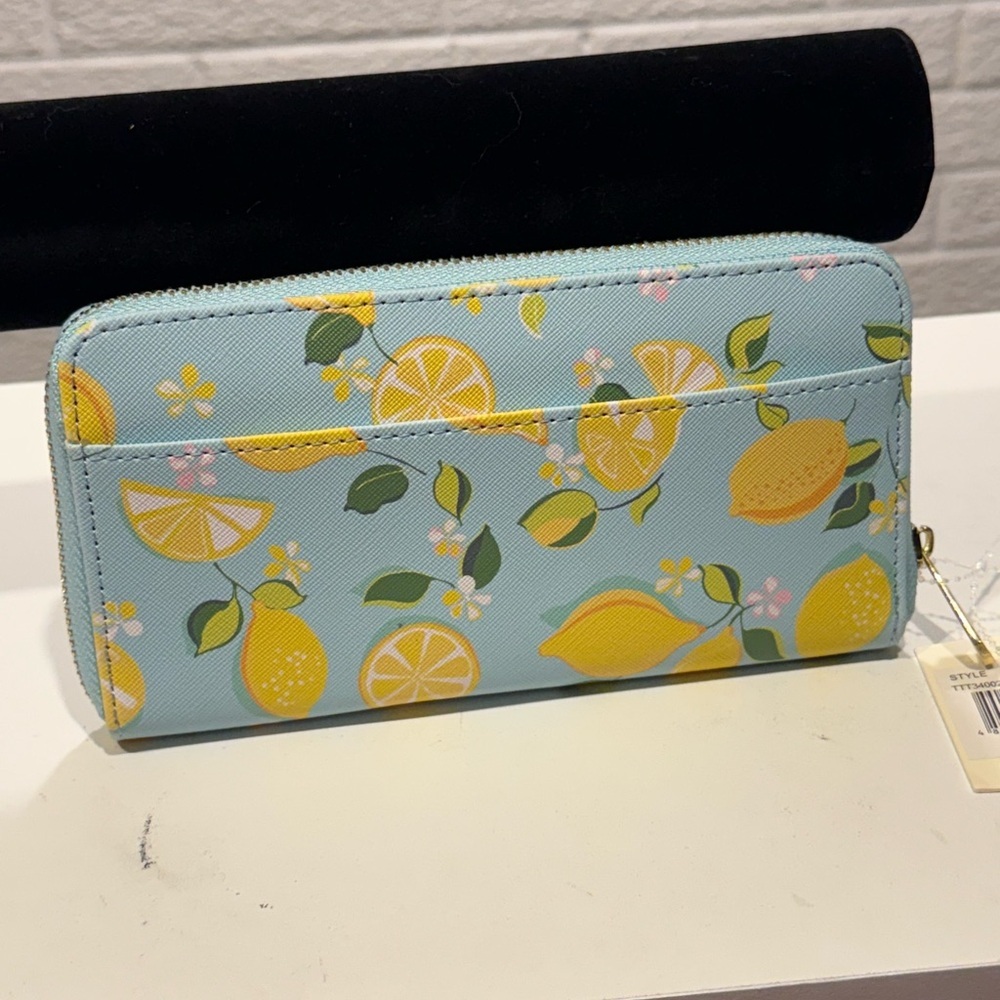 Trina Turk Blue and Yellow Lemon Print Wallet - Picture 3 of 5